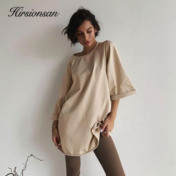 

dress hirsionsan summer cotton loose sets women 2021 oversized two pieces t shirts and high waist knitted shorts outfits tracksuit, White