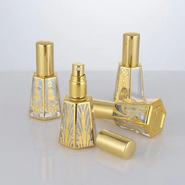 

100pcs perfume atomizer spray bottle 15ml mini portable glass cosmetics container gold elegant spray bottle sprayer