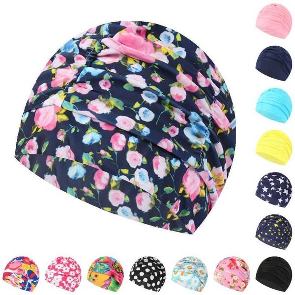 

swimming caps jsjm new swimming cap women colorful printed swimming hat simple solid color high elastic swim pool cap waterproof adults hat