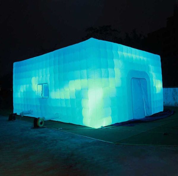 

6x6m personalized 4x4meters led lighted inflatable cube tent square tents blow up p booth for camping party wedding