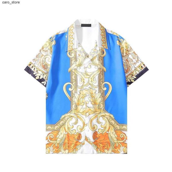 

men's casual shirts men's shirts luxury baroque style 3d print fashion lapels short sleeve loose oversized t shirt men clothing, White;black