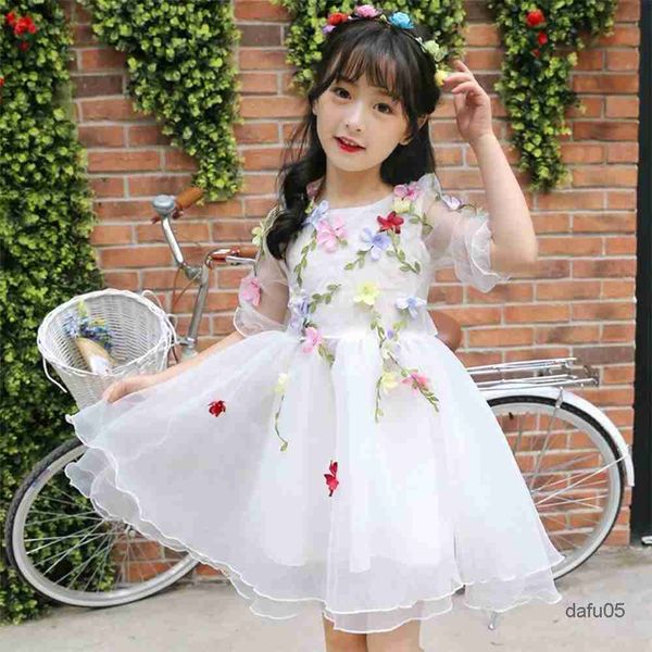 

girl's dresses menoea girls flower dress kids holiday party costume mesh princess dresses kids clothes teenage clothing 4-13years, Red;yellow