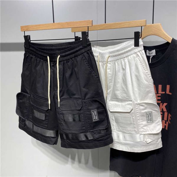 

men's shorts ewsfv 2021 summer mens workwear shorts men's washed loose large pocket shorts trendy casual allmatch cropped pants j2, White;black