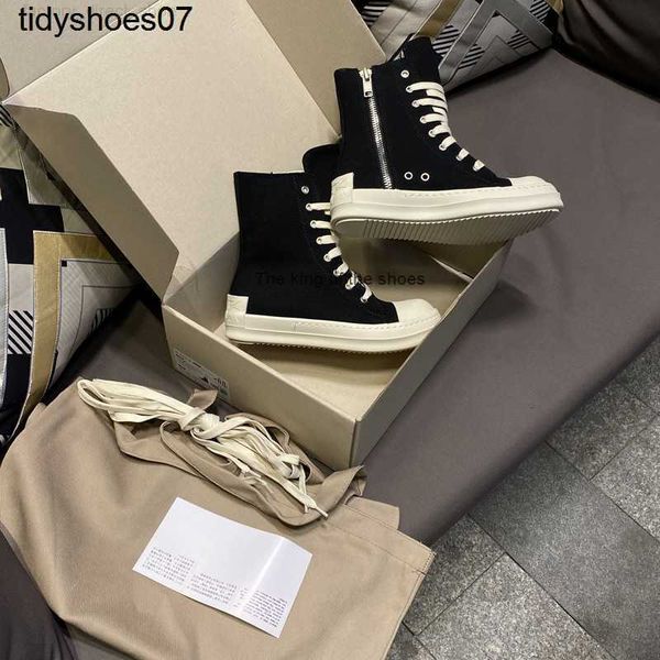 

2023 luxury rick designer ro boots shoes owens canvas shoes high shoes black heel rubber patch dk standard thick bottom lace up milk