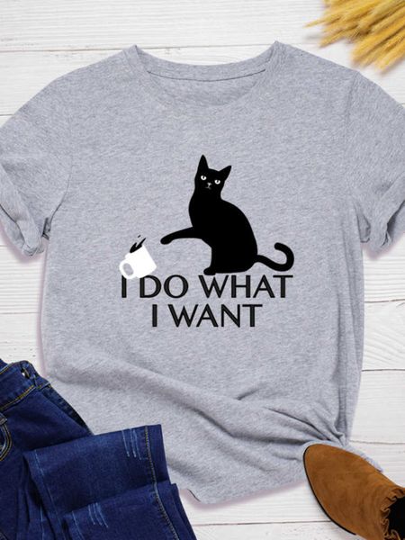

do what i want black cat print t shirt men short sleeve o neck loose tshirt summer men causal tee shirt camisetas, White;black