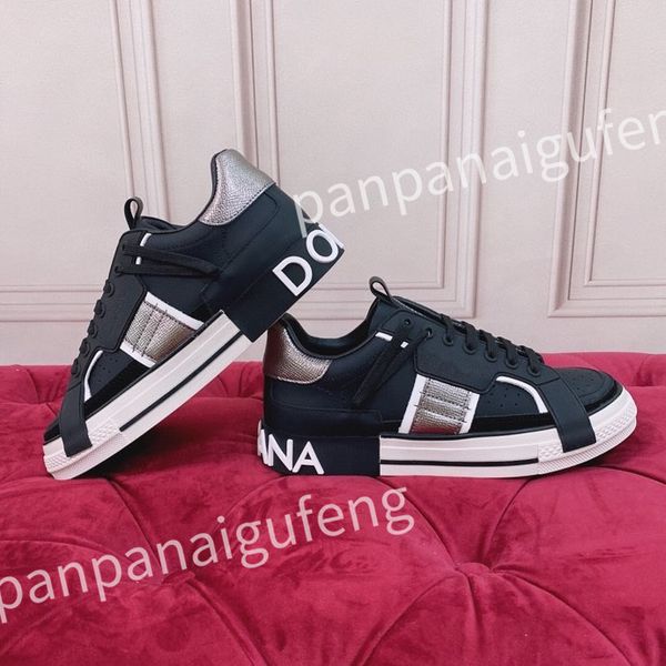 

2023 new luxury designer casual shoes men shoe fashion sneakers lady white leather shoe lace-up sneaker platform shoess, Black