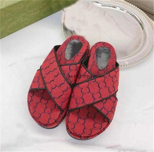 

2022 2023ity slipper 2022 new denim slipper embroidered cotton luxury designers slides women fashionable thick bottom women p lcn, Black