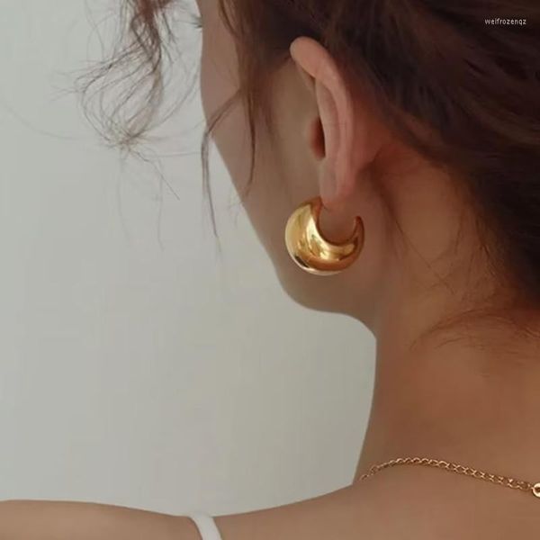 

hoop earrings gold color round chunky for women lightweight smooth metal open thick hoops fashion trendy jewelry 2023, Golden;silver