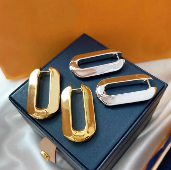 

fashion designer letter hoop huggie earrings eardrop classic geometry circle dangle earrings gold silver plated for men women party jewelry, Golden;silver