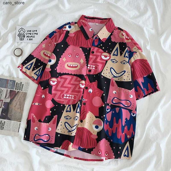 

men's casual shirts ebaihui blouses shirts women cartoon printed loose summer fashion harajuku streetwear students vintage retro femme, White;black
