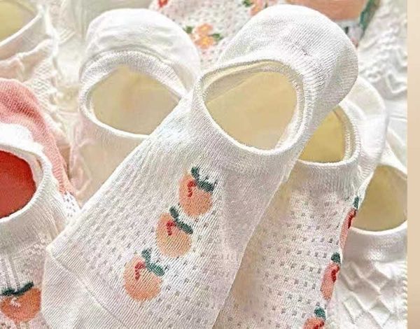 

socks invisible boat for girls' anti slip off summer thin sweet white short for women's shallow breathable low versatile one pack, Black;white