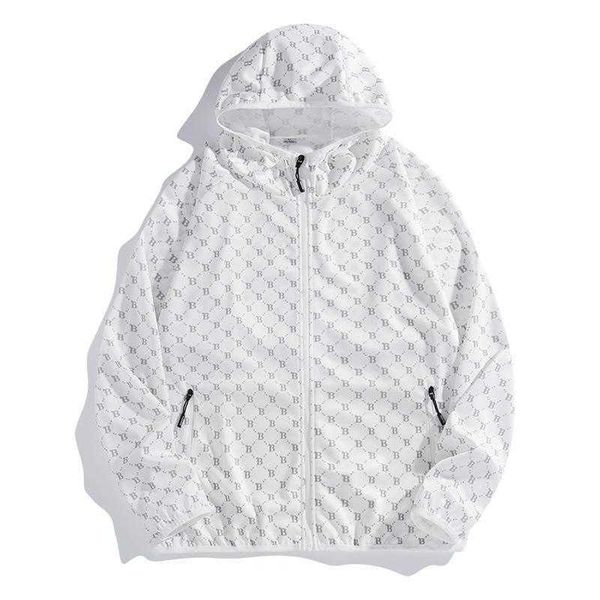 

ice silk sun protection clothing jackets mens summer thin hooded couple letters, Black;brown
