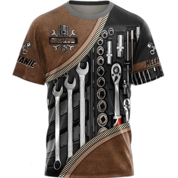 

mens tshirts summer fashion t shirt personalized name mechanic 3d all over printed tshirts street casual sports tshirt 230503, White;black