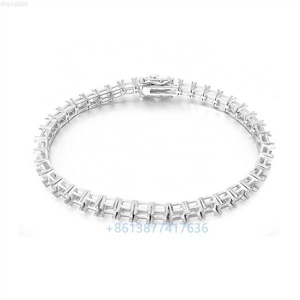 

14k white gold blank bracelet for princess real diamond lab grown diamond moissanite setting tennis bracelet, Silver