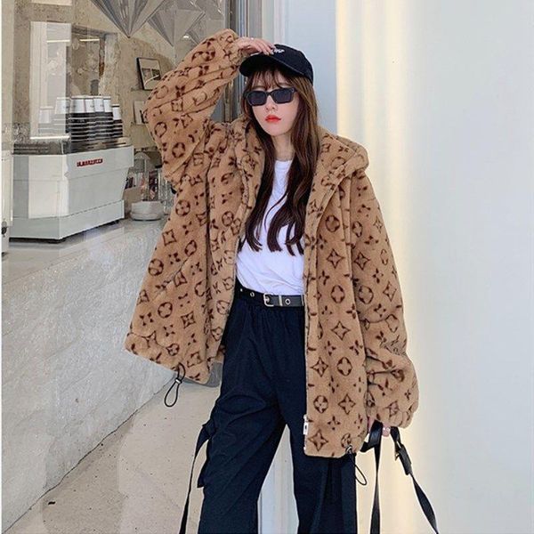 

leather winter loose ladies cotton clothes plush couple student coat winter warm ladies coat winter coat, Black