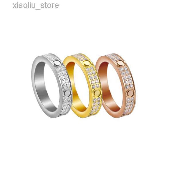

band rings couple diamond screw ring womens stainless steel zircon jewelry gifts for woman accessories wholesale, Silver