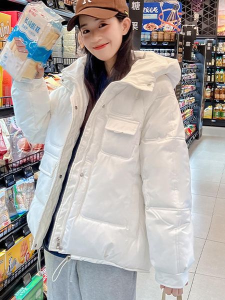 

leather winter jacket women inner loose hooded female 2022 new bread women's winter coats woman winter 976hai, Black