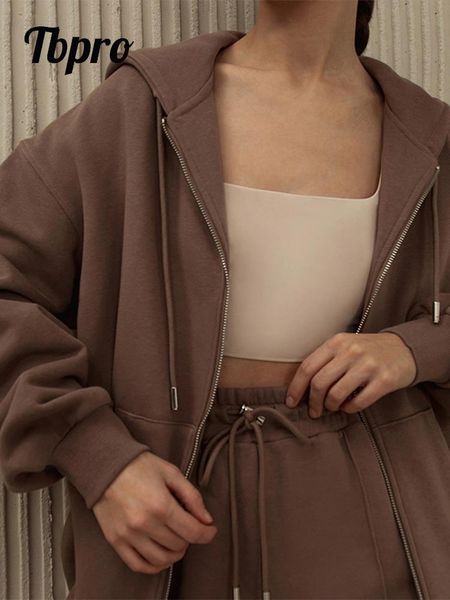 

pants women's casual sweatshirt two piece sets zipper hoodies sports trousers suits 2022 solid pullovers jackets couple outfit, White