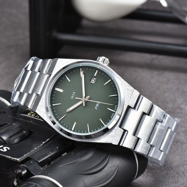

2023 wristwatches for men new mens watches three needles automatic mechanical watch tis 1853 luxury brand steel strap men fashion prx design, Slivery;black