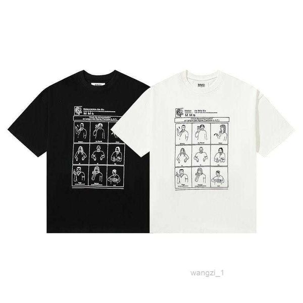 

mm6 margiela fun characters cartoon graffiti sign language print short-sleeved tide and hba2, White;black
