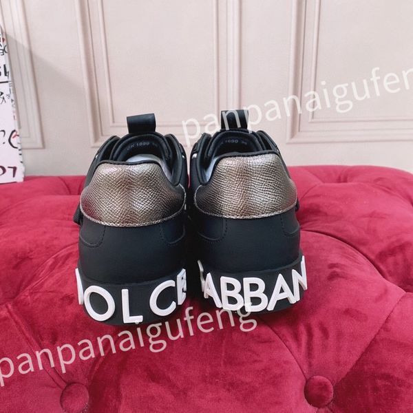 

new luxury designer casual shoes men shoe fashion sneakers lady white leather shoe lace-up sneaker platform shoess, Black