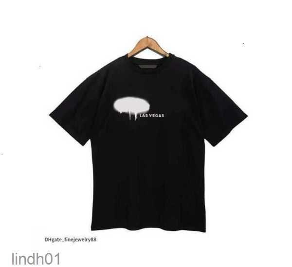 

palms 23ss men's tshirts t shirt palmangel city designer limited inkjet graffiti letter printing men's women's sailboat short, White;black