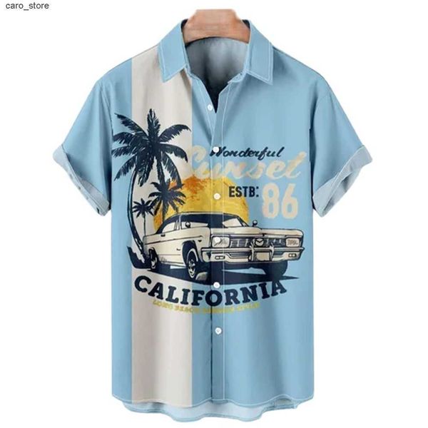 

men's casual shirts 2022 retro men's shirts hawaiian shirts man car 3d short sleeve lapel shirt for men fashion harajuku oversized, White;black