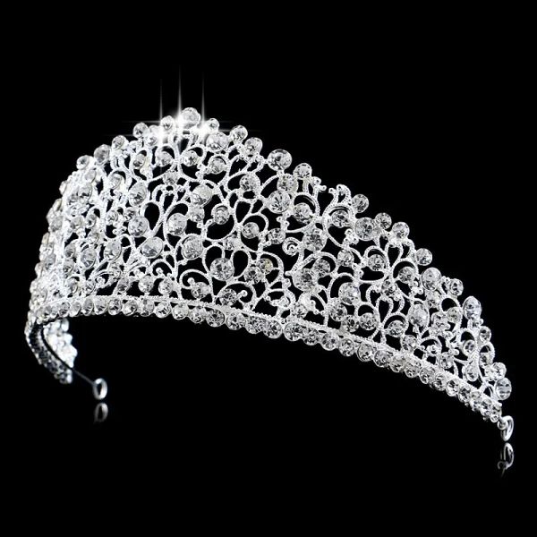 

hair jewelry headpiece gorgeous sparkling silver big wedding diamante pageant tiaras hairband crystal bridal crowns for brides prom pageant