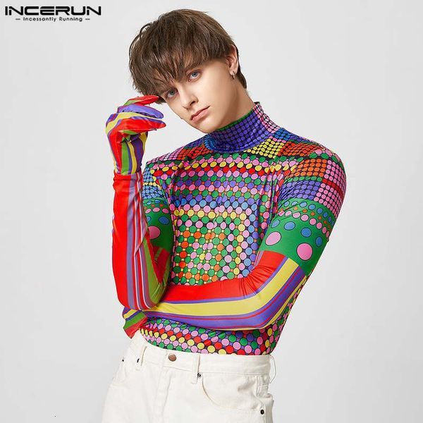 

men s t shirts incerun spring 2023 fashion men t shirt long sleeve gloves fitness tee streetwear camisetas casual turtleneck t shirts s 5xl, White;black