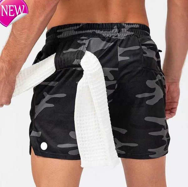 

lululemens women's tracksuits men yoga shorts mens camos breathable gym pants with towel buckle loose casual running lulus short lemon, Gray