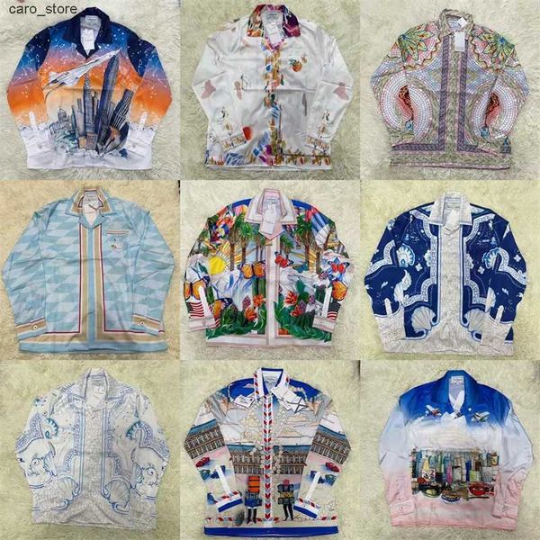 

men's casual shirts new casablanca silk shirt men women tees j230502, White;black