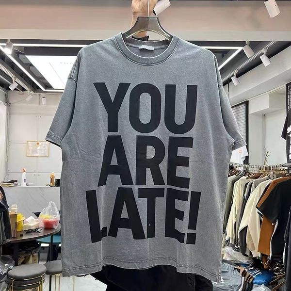 

mens tshirts heavy retro wash ash highorder lettering printed roundnecked shortsleeved tshirt 230503, White;black