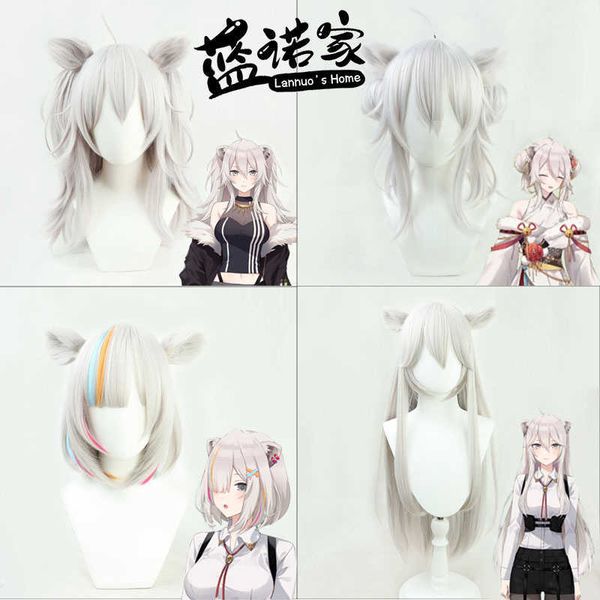 

cosplay wigs 4 types vtuber hololive shishiro botan cosplay wig heat resistant synthetic silver hair wig hallowen party wig cap j230427, Black