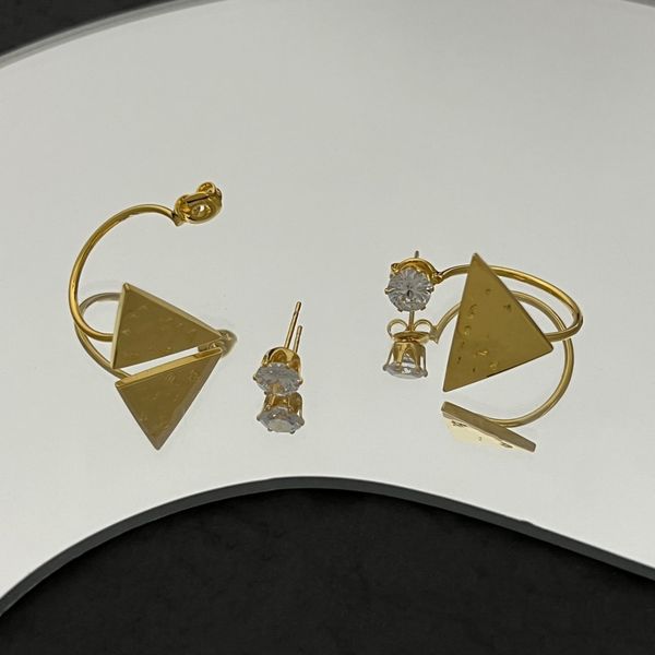 

triangle letter stud earring prad fashion personality jewelry accessories for gift party ap1h, Golden;silver