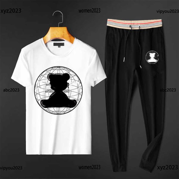 

man tracksuits designer summer short sleeve set sportswear 2pcs size -3xl cute animal print t-shirt and pants new arrival may03, Gray