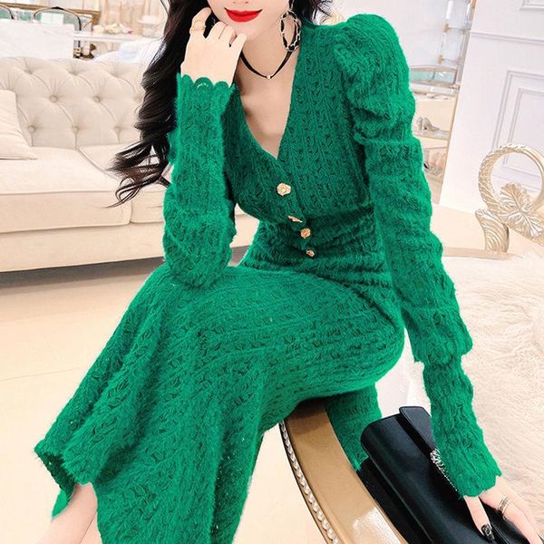 

sweaters women's two piece suit skirt short skirt temperament elegant puff sleeve high waist pack hip skirt, White;black