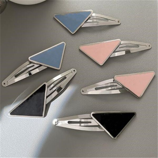

metal triangle hairpin luxury designer hair clips new fashion womens barrettes letter girl hairclip jewelry, Golden;silver