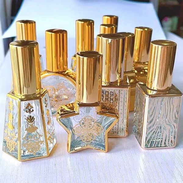 

100pcs 10ml gold glass perfume bottle spray refillable atomizer scent bottles packaging cosmetic container