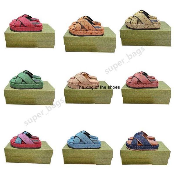 

2023 sandals2022 2023ity slipper women denim multicolor slippers luxurys designers sandals 2021 summer fashion beach platform shoes cross -t, Black