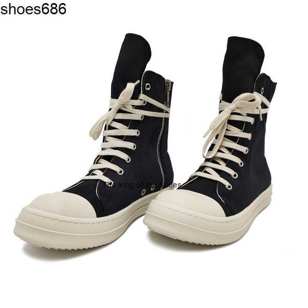 

2023 ogrick ro owens shoes men's high with thick soles double layer letter canvas for men men's sports shoes ladies wintercasual s