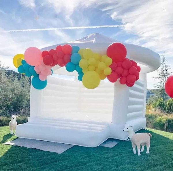 

to door commercial inflatable wedding bouncer white jumping bouncy castle bounce house with dome for party event