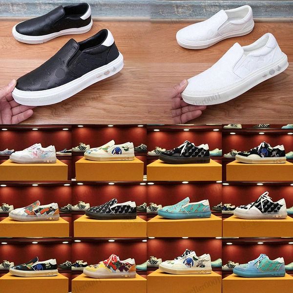 

luxury ollie richelieu leather designer casual shoes printed one legged lazy man canvas shoes for women men fashion able flat bottom comfort, Black
