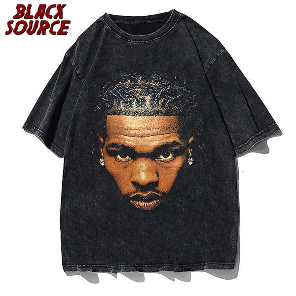 

men s t shirts men rapper portrait tees hip hop streetwear tshirt man graphics printed t shirt cotton washed summer short sleeve 230503, White;black