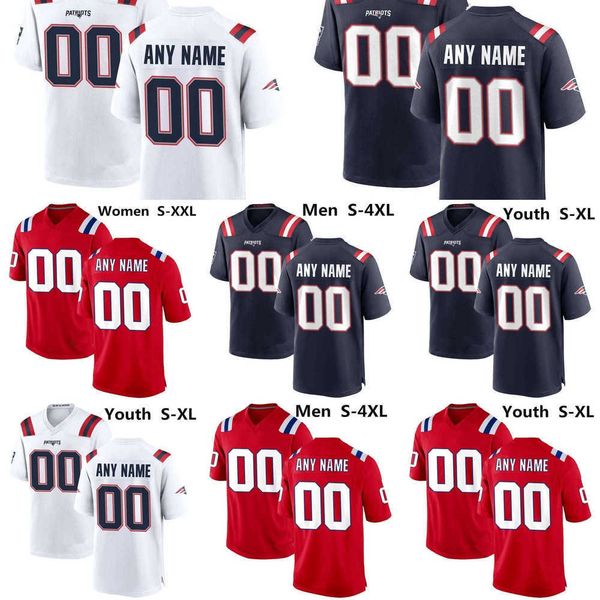 

2022 football jerseys custom new england''patriots''men women jersey 12 tom brady 10 mac jones 11 julian edelman 24 step, Black;red