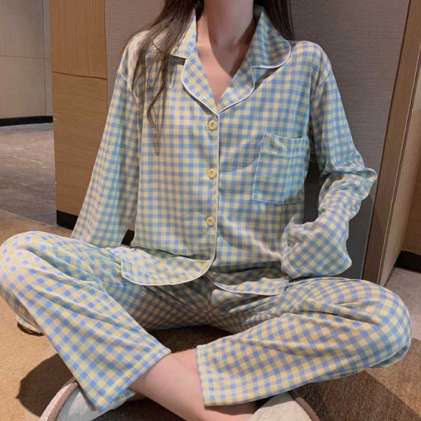 

women's sleepwear 2022 new pajamas women spring and autumn cotton long sleeve cardigan senior feeling can be worn outside the residenti, Black;red