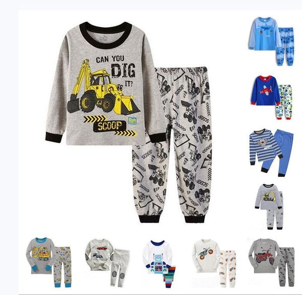 

pajamas digger baby boy pajamas clothes suits long sleeve cotton children t-shirts trouser pyjamas set kid sleepwear 2 3 4 5 6 7 years 23050, Blue;red