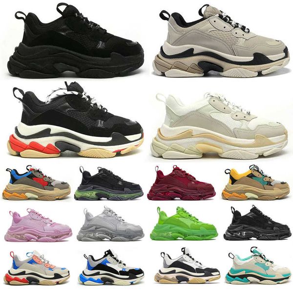 

triple s men women designer casual shoes platform sneakers black white grey beige trainers jogging walking shoes