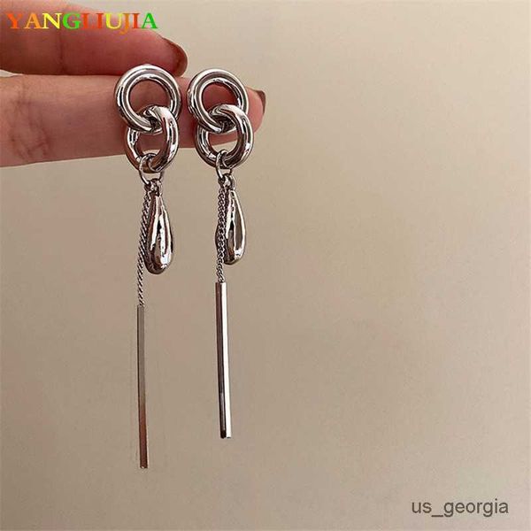 

stud metal chain pendant earrings and style personality fashion long earrings ms girl travel accessories, Golden;silver