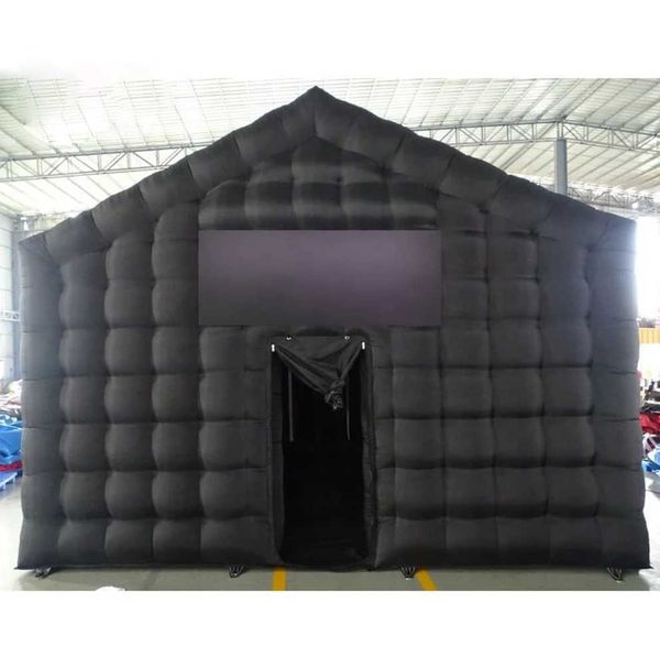 

6x4x4m giant custom portable black inflatable nightclub cube party bar tent lighting night club for disco wedding event with blower