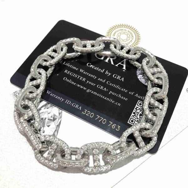 

new pig nose bracelet light luxury niche 925 silver studded mosson diamond versatile temperament cuban bracelet necklace